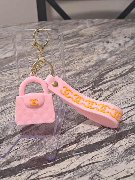 Fashion only boutique Accessories - Fashion Quilted Handbag Bag Charm/ Keychain with Logo Strap